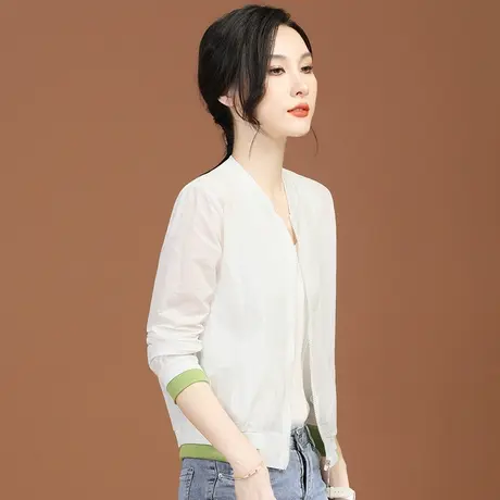 韩潮袭人立领刺绣长袖女士短外套2023新款休闲百搭防晒衫棒球服薄图片