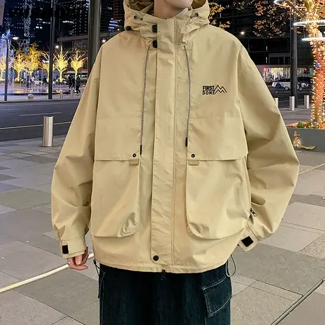 VIISHOW秋季夹克男士潮牌日系复古工装连帽宽松百搭外套休闲风衣商品大图