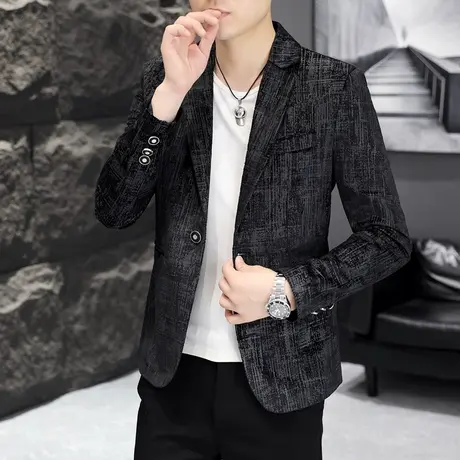 休闲西装男士外套韩版潮流修身痞帅气小西服高端上衣商务休闲西服商品大图