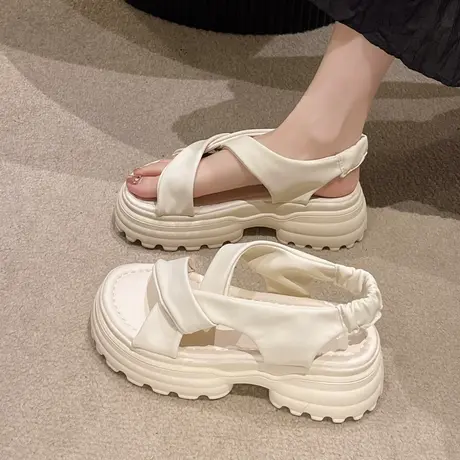 小众高级感凉鞋女夏季2023新款时尚百搭仙女风厚底增高罗马女鞋子商品大图