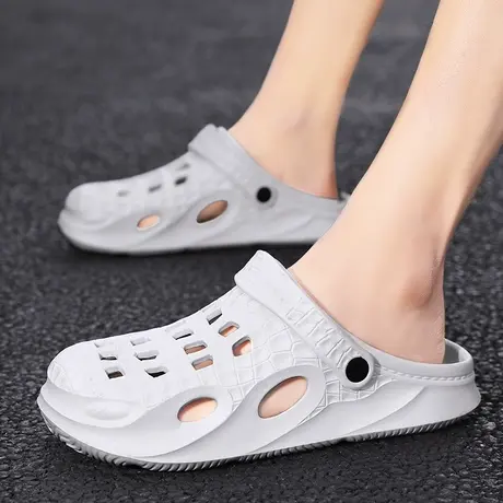 雨鞋男士户外钓鱼水鞋男款时尚胶鞋短筒雨靴沙滩洞洞鞋男士防水鞋商品大图