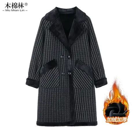 胖mm简约时尚别致保暖上衣大码宽松显瘦洋气中长款翻毛加厚外套冬商品大图