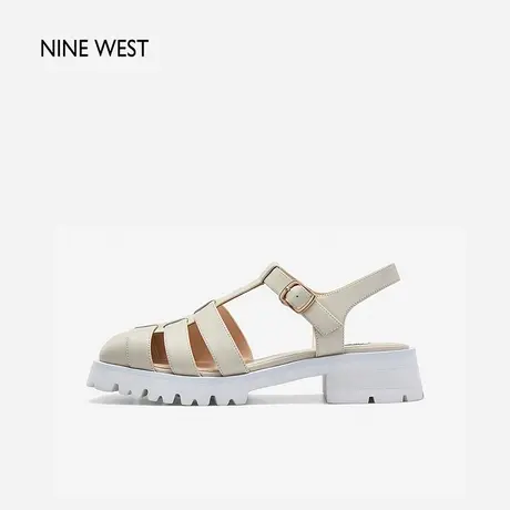 博主同款Nine West/玖熙罗马凉鞋夏季新款包头厚底镂空猪笼鞋超轻图片