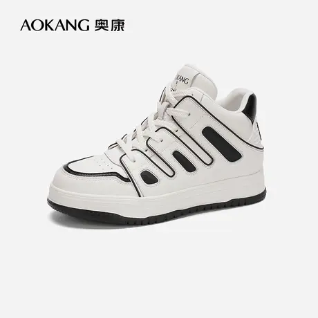 【门店发货】奥康女鞋 2024春季新款美式复古拼接厚底百搭板鞋图片