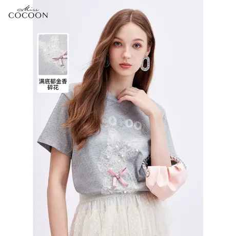 missCOCOON法式短袖T恤女装2023夏季新款宽松设计感小众正肩上衣商品大图