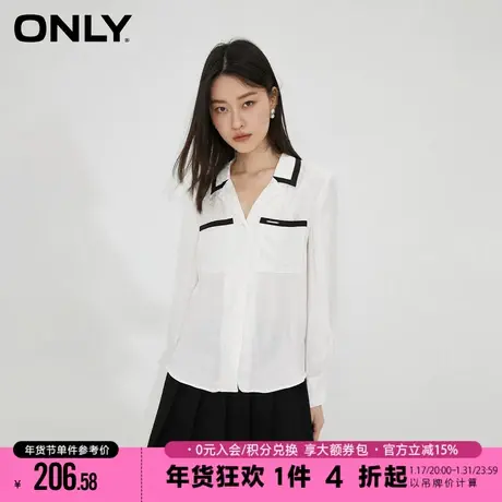 ONLY2023冬季新款时尚显瘦休闲百搭长袖宽松V领衬衫女|123205048商品大图