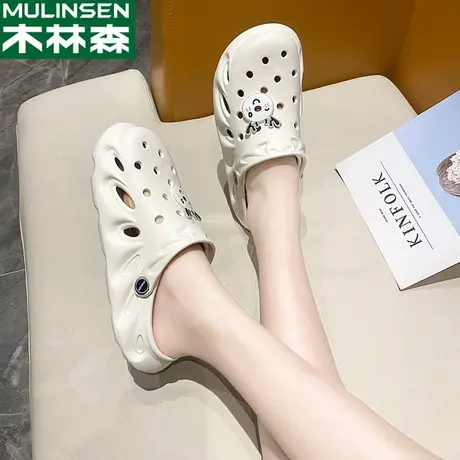 木林森洞洞鞋女2023新款爆款外穿踩屎感包头拖居家厚底防滑半拖鞋图片