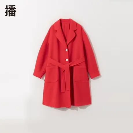 播毛呢外套女2023秋冬季新款简约宽松休闲收腰呢子大衣BDP9AD9837图片