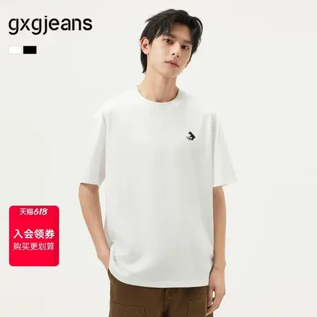 gxg.jeans男装 多色趣味绣花基础休闲宽松圆领短袖T恤 25年夏新品商品大图