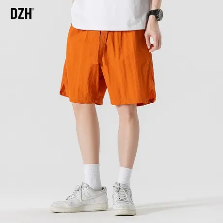 男士oversize宽松短裤潮牌男速干裤男款橘色裤子新款五分裤沙滩裤图片