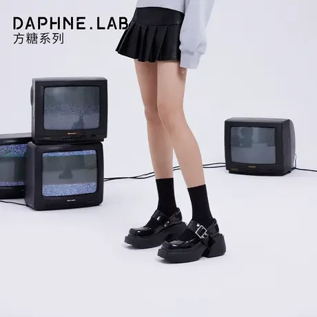 DAPHNELAB达芙妮方糖玛丽珍鞋女2024新款厚底增高方头小皮鞋真皮图片