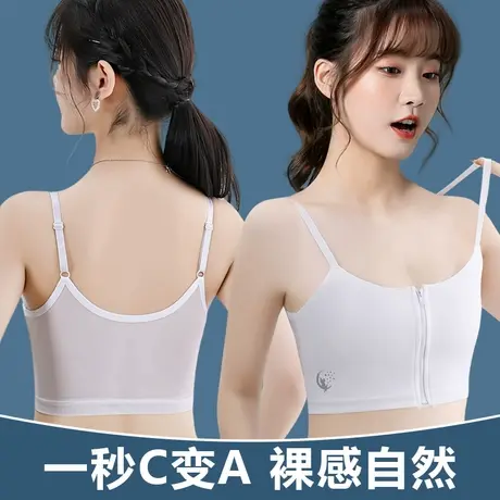 缩胸超平大胸显小束胸内衣女吊带背心前拉链文胸运动防震薄款透气商品大图