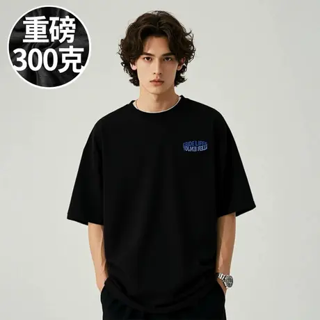 高个子短袖300g重磅纯棉打底衫胖子T恤加肥加大码男装夏季半袖男商品大图
