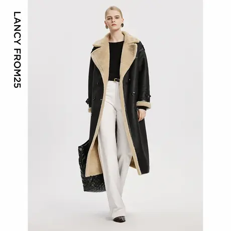 朗姿欧洲EiLEEN ELITEE高级感气质女大衣设计感冬新款仿皮草外套图片