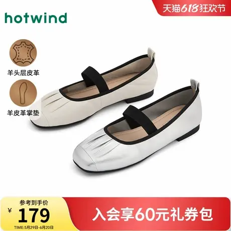 热风薄底浅口单鞋女款2025年春季新款银色玛丽珍鞋软底百搭女鞋子商品大图