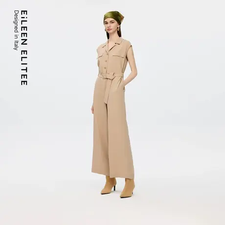 朗姿欧洲EiLEEN ELITEE2025秋新款时尚醋酸无袖高腰系带连体裤女商品大图