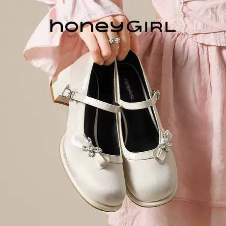 HoneyGIRL网红单鞋女2025春夏春爆款法式复古浅口玛丽珍鞋高跟鞋商品大图
