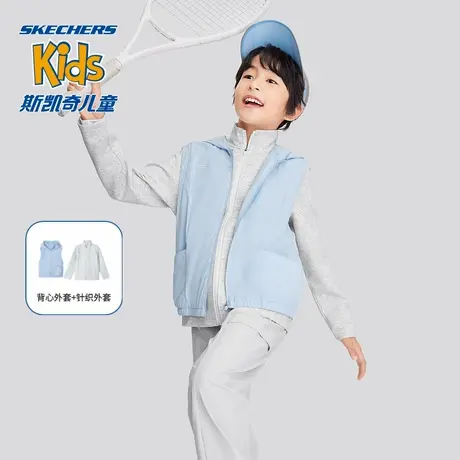 Skechers斯凯奇童装男女童两件套儿童时尚运动休闲背心外套套装图片