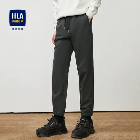 HLA/海澜之家系带松紧腰休闲裤2023秋季新款宽松仿铜氨锥形裤子男商品大图