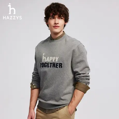Hazzys哈吉斯男装秋季男士上衣休闲长袖潮流时尚简约通勤卫衣T恤商品大图