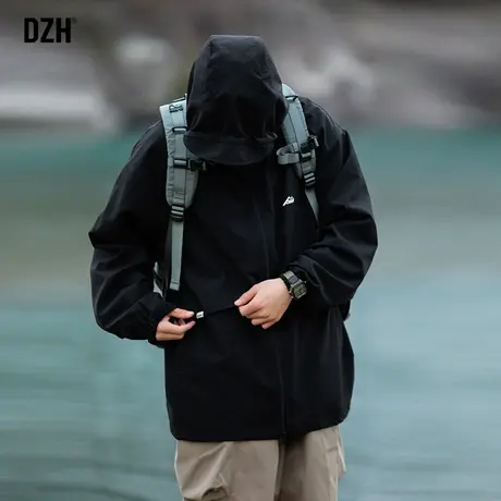 男士秋季休闲外套男情侣运动工装夹克防风连帽风衣2023新款冲锋衣商品大图