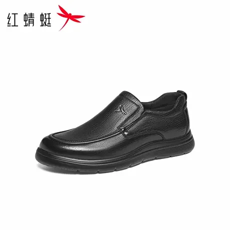 红蜻蜓休闲皮鞋男款2025秋冬新款男鞋一脚蹬舒适羊皮中老年爸爸鞋图片