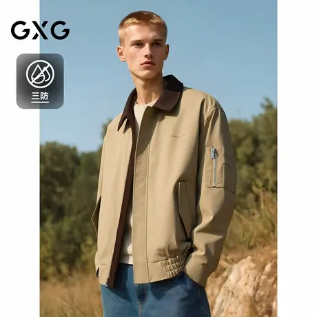 GXG男装三防日系复古飞行夹克灯芯绒拼接外套25秋新品#G25D214112商品大图