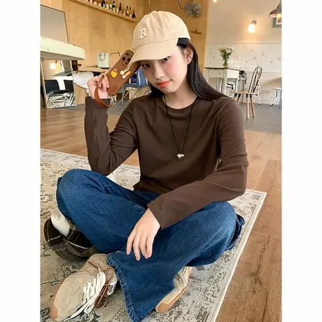 KV真维斯薄绒打底衫女2025年新款爆款秋冬季保暖内搭简约长袖t恤商品大图