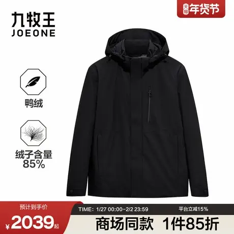 [商场同款]九牧王男装2025冬季新款小肌理带帽羽绒可脱卸男羽绒服商品大图
