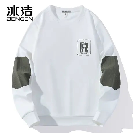 冰洁圆领卫衣2023秋季新款男女中性潮流校园撞色字母长袖上衣WEZ商品大图
