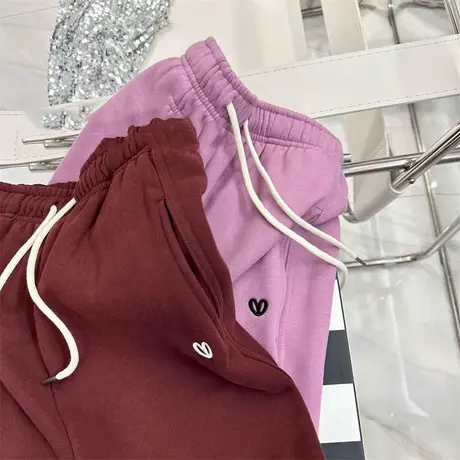 运动跑步束脚卫裤女2023新款秋冬装加绒加厚高腰宽松休闲阔腿长裤图片