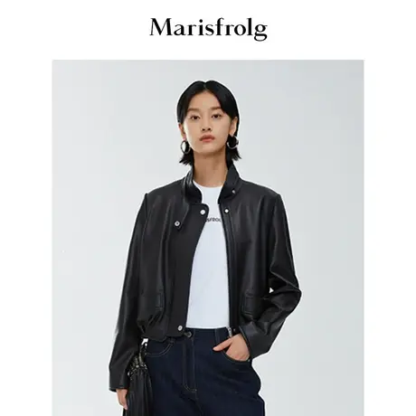 【夹克皮衣外套】玛丝菲尔皮衣春季新款羊皮革皮衣外套图片