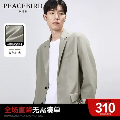 太平鸟男装奥莱 可机洗西装男春季新款韩版休闲西服男翻领外套图片