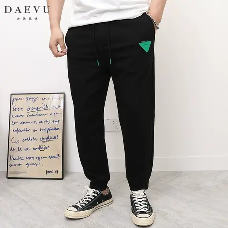 春夏新款绿标薄料大号弹力潮胖子束脚加肥加大码男士针织运动卫裤商品大图