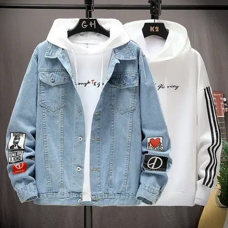 青少年春季牛仔外套男春秋初中生高中学生春装夹克韩版潮流褂子衣图片