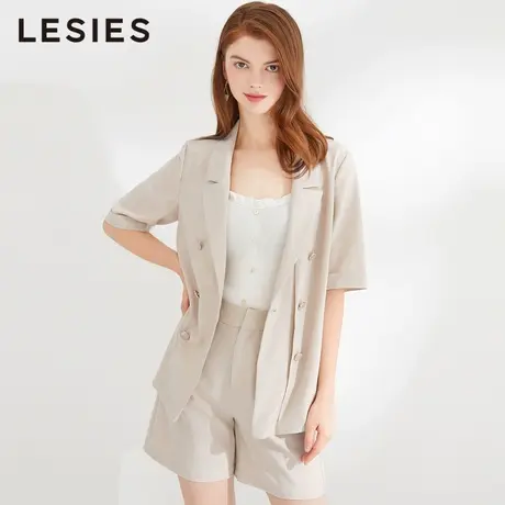 蓝色倾情春秋女装西装短裤 米色简约轻职风薄西装秋女裤子图片