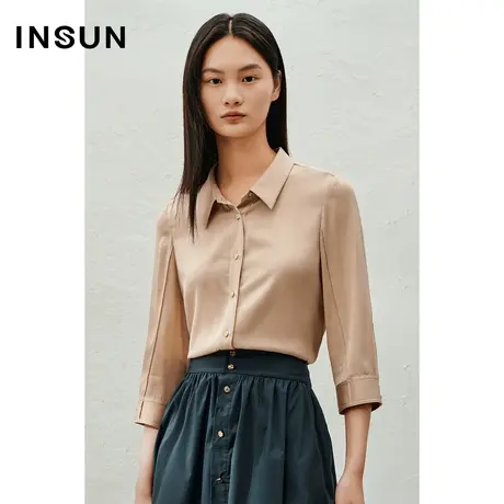 INSUN恩裳线上专选夏季桑蚕丝轻薄透气弹力衬衫图片
