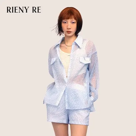RIENYRE衬衫女2023夏新款Oversize休闲宽松上衣轻薄小众长袖外套图片