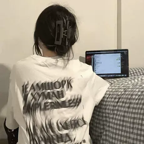 美式街头风t恤大码纯棉胖mm宽松高街ins甜酷情侣装短袖上衣女装潮商品大图