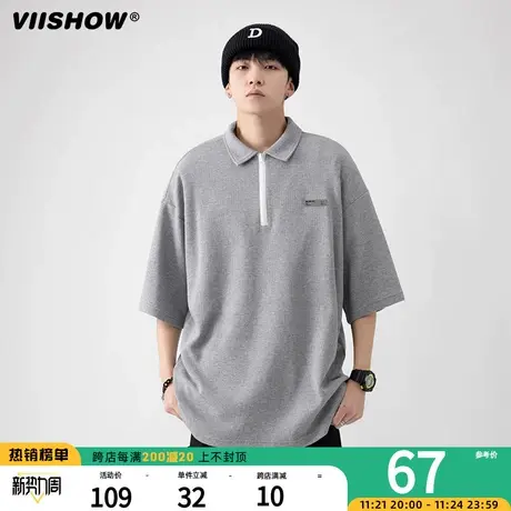 VIISHOW短袖polo衫男潮牌潮流cityboy上衣服重磅T恤半袖美式复古图片