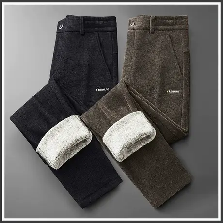 加绒保暖抗寒冬季休闲裤子2024年新款弹力直筒加厚西裤秋冬款男裤图片