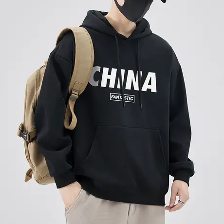 春秋款潮牌字母印花连帽重磅上衣服外套春季男士高端长袖卫衣春天商品大图