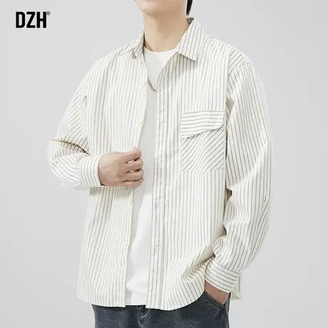 男生条纹衬衫男长袖高级感痞帅潮牌休闲衬衣外套秋季男装2024新款商品大图