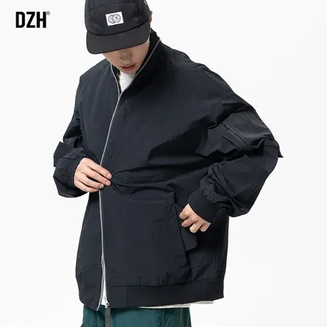 男士黑色冲锋衣男户外运动工装夹克棒球服男款2023新款设计感上衣商品大图