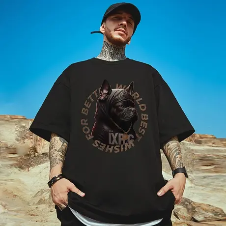 潮牌重磅宽松T恤美式短袖男生加肥加大半袖纯棉肥佬大码男装夏季商品大图