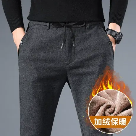 秋冬季羊羔绒裤子男士休闲西裤加绒加厚男裤2023新款保暖外穿冬裤商品大图