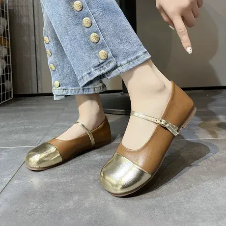 2023春秋四季款小皮鞋外穿复古圆头一字扣带厚底玛丽珍鞋女单鞋子商品大图