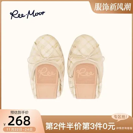 REEMOOR睿慕圆头蝴蝶结扣饰单鞋女可卷平底鞋女2024新款软底女鞋图片