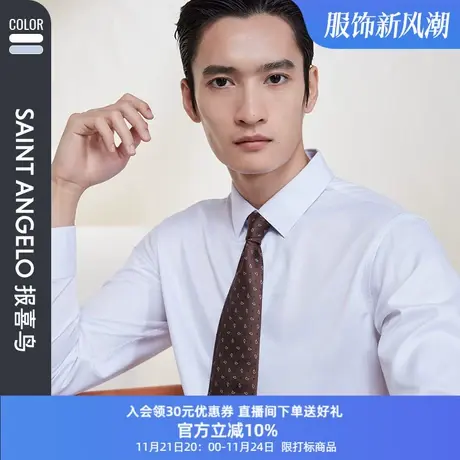 报喜鸟2023春季新款男士商务正装可机洗长袖衬衫桑蚕丝西装衬衣男图片