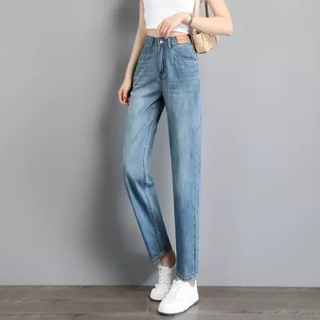 时尚气质牛仔裤2023年夏季新款女士简约高腰显瘦通勤百搭哈伦长裤商品大图